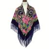 Square Shawl Flower Scarf For Women'S Large-Sized Hijab Retro Printed Tassels Warp Warm Autumn And Winter Cape Bufandas Poncho