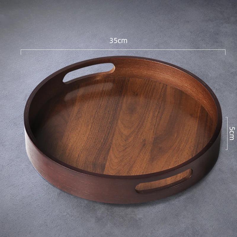 Tea Tray Tea Set Tea Cup Home Living Room Fruit Dim Sum Round Dry Soak Tray Bamboo Tray Tea Ceremony Water Cup Tray