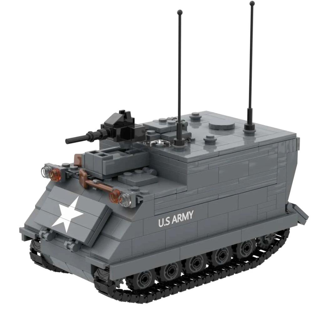 US-Armee M113 M163 M577 ACAV gepanzerter Personentransporter Militär Baustein Spielzeug Steine Armee Fahrzeug Vulcan Luftabwehrsystem