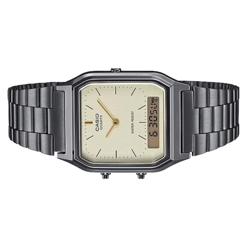 Casio STANDARD series 30 meters waterproof quartz movement Japanese and Korean watch for men and women, yellow dial AQ-230EGG-9AEF