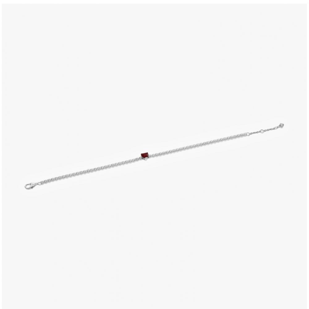 Pandora 590041c02 Timeless Red Sparkling Heart Tennis Silver Bracelet