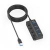 7/4 Port USB Hub With Extension Cable, USB Extension Hub Individual Controls, Wide Compatibility for Quick Data Transfer