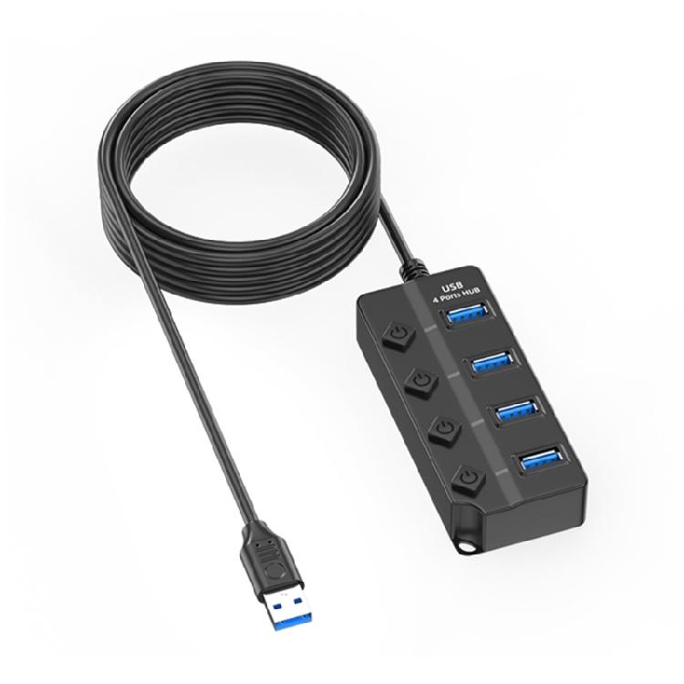 7/4 Port USB Hub With Extension Cable, USB Extension Hub Individual Controls, Wide Compatibility for Quick Data Transfer
