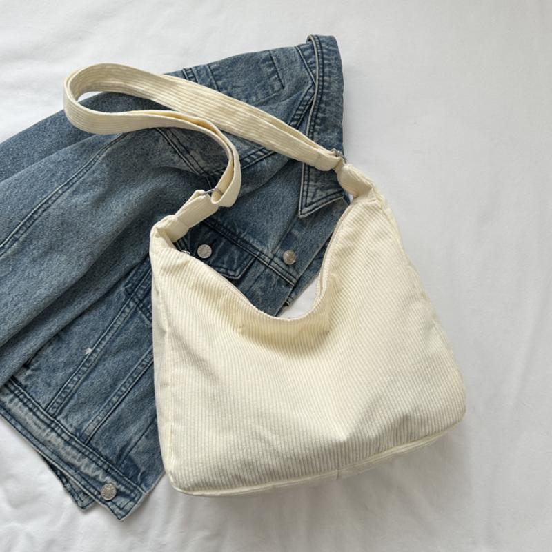 Casual Corduroy Hobo Shoulder Bag, Minimalist Solid Color Handbag, All-Match Retro Bag