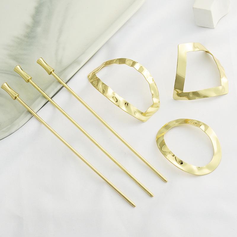 Korean Dongdaemun Geometric Metal Hair Stick: Vintage, Elegant Updo Hairpin Accessory