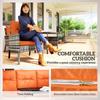 6 Pieces Rattan Garden Furniture Set with Dining Table and Cushions, Orange