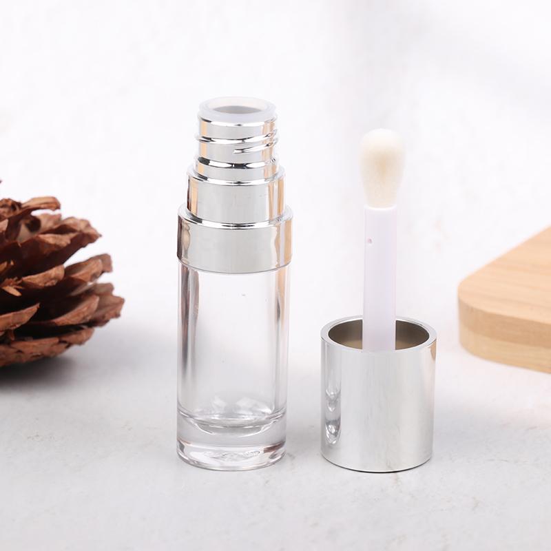 8Ml Electroplated Silver Lip Gloss Tubes Big Brush Plastic Lip Balm Tube Lipstick Mini Sample Cosmetic Container Sample Bottle