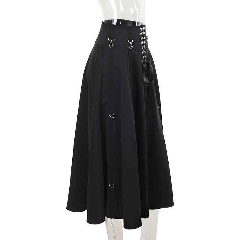 Goth Streetwear Gothic Skirt Women Harajuku Emo Alternative Grunge High Waist Bandage A-line Skirts Y2k E-girl Indie Clothes