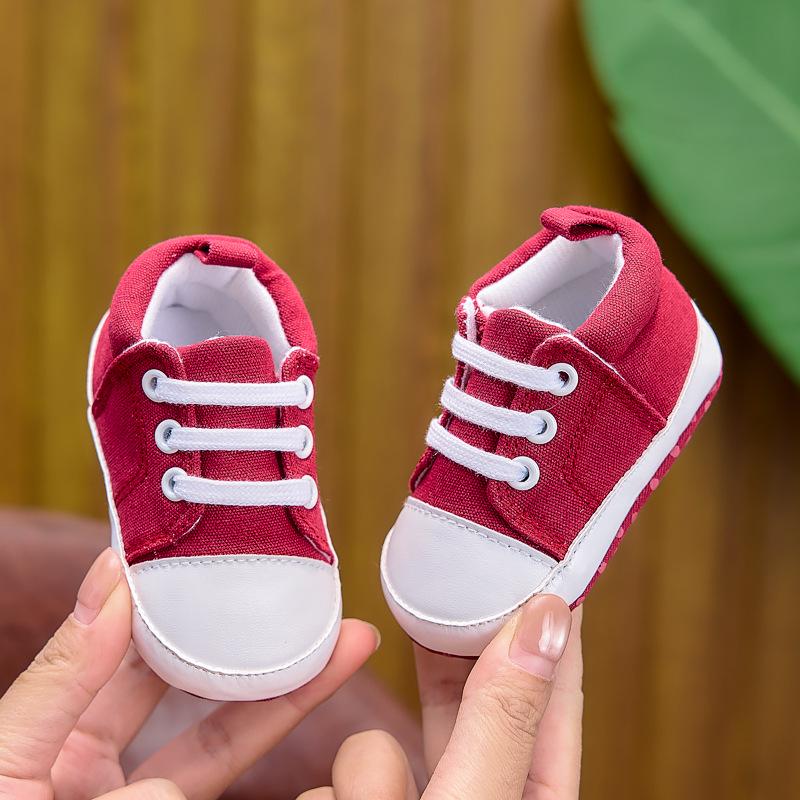 Lace-Up Soft Sole Baby Canvas Shoes for 0-1 Year Olds - Breathable and Casual for Spring & Autumn