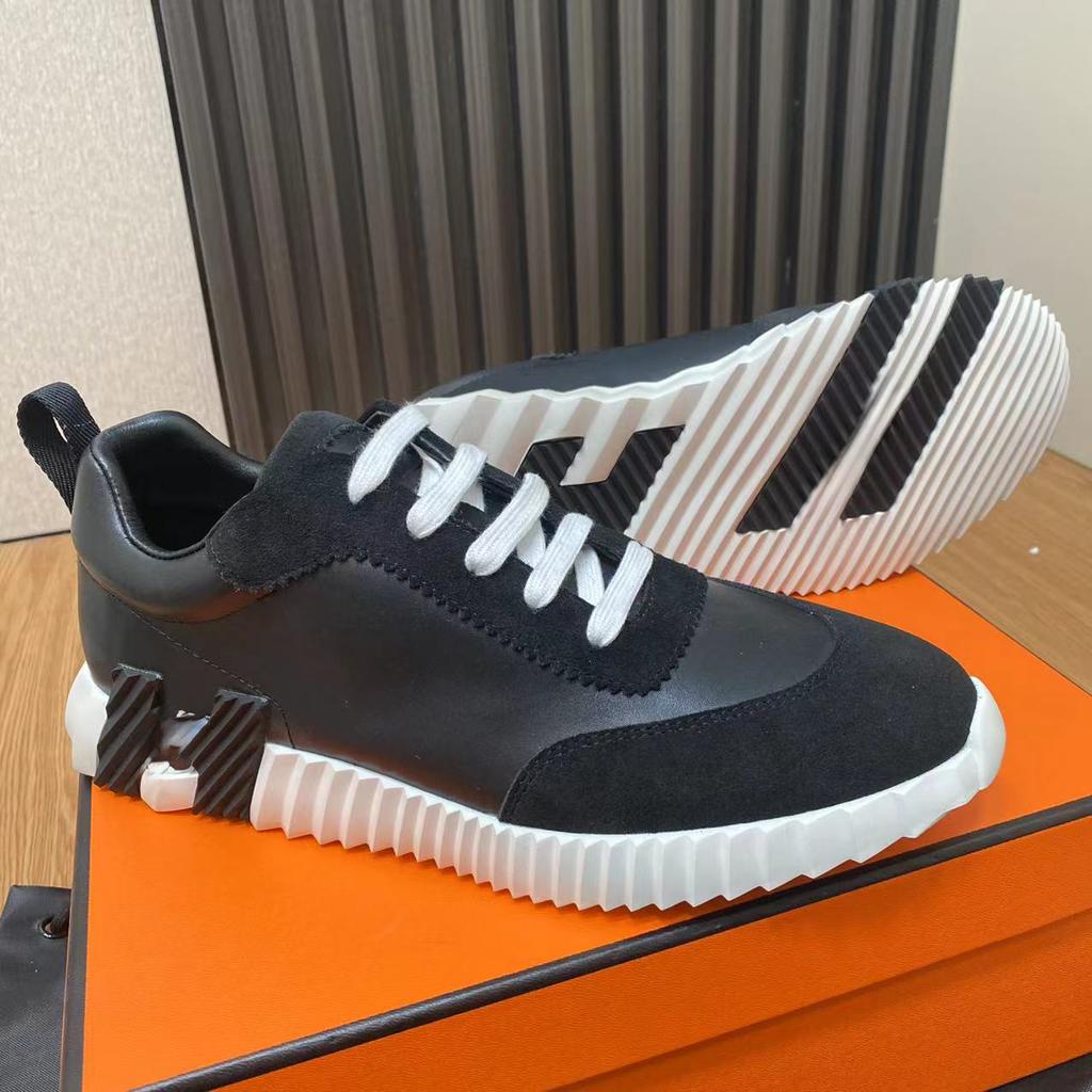 H Home Herren Leder Freizeitsneakers Schwarze Kleine Weiße Schuhe Paar Atmungsaktives Netz Herrenschuhe