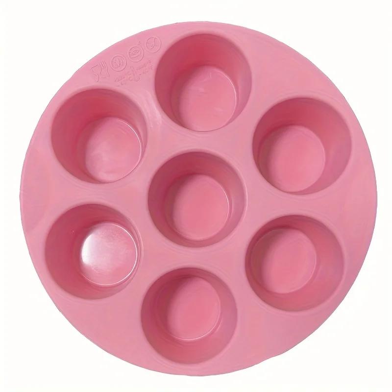 Silicone Egg Bite Molds for Air Fryer - 7-Cavity Non-Stick Muffin Pan for Cupcakes/Quiches/Tarts - Dishwasher Safe