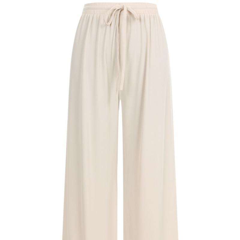 Shop   Women Waistband Ice Rayon Wide Pants Khaki Brown Pic Wpt 20647