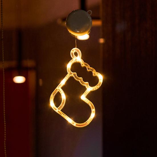 Christmas Window Curtain Lights with Snowflakes Santa Star Easy to Hang Christmas Ornaments with Suction Cups LED String