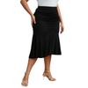 Gonna Midi Elegante a Sirena Nera da Donna con Vita Elastica Arricciata Bodycon