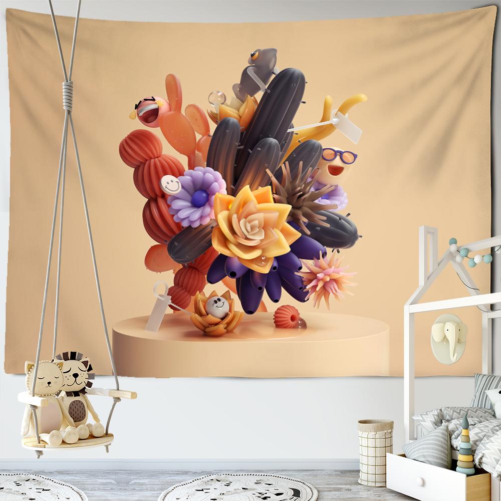 Colorful Expression Model Tapestry Wall Hanging Cartoon Kawaii Hippie Tapiz Art Simple Room Home Decor