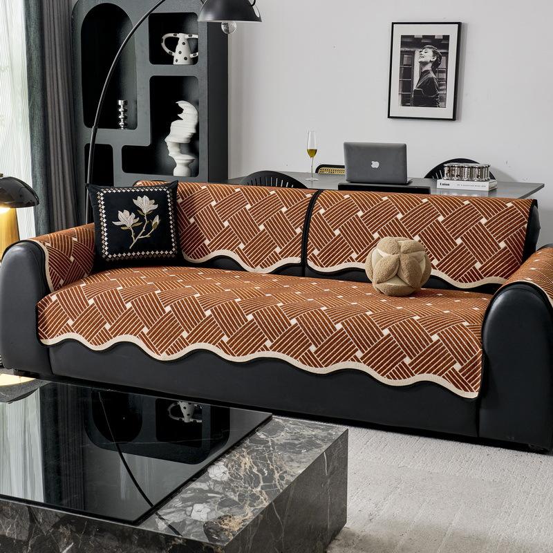 

New Special-Shaped Leather Sofa Cushion, Straight Row Of One Piece, Simple High-End Seat Cushion, Non-Slip, Universal In All Seasons 90*70cm