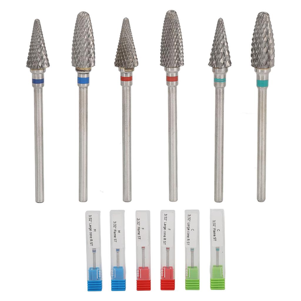 6pcs Nail Art Drill Bits Remove Dead Skin Tungsten Steel Nail Polishing Grinding Heads