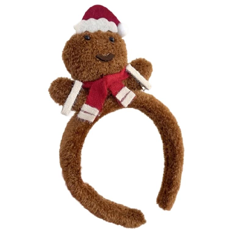 Plush Christmas Themed Headband Festival Props Hairhoop Family Gathering Headwear Holiday Celebration Party Headpiece