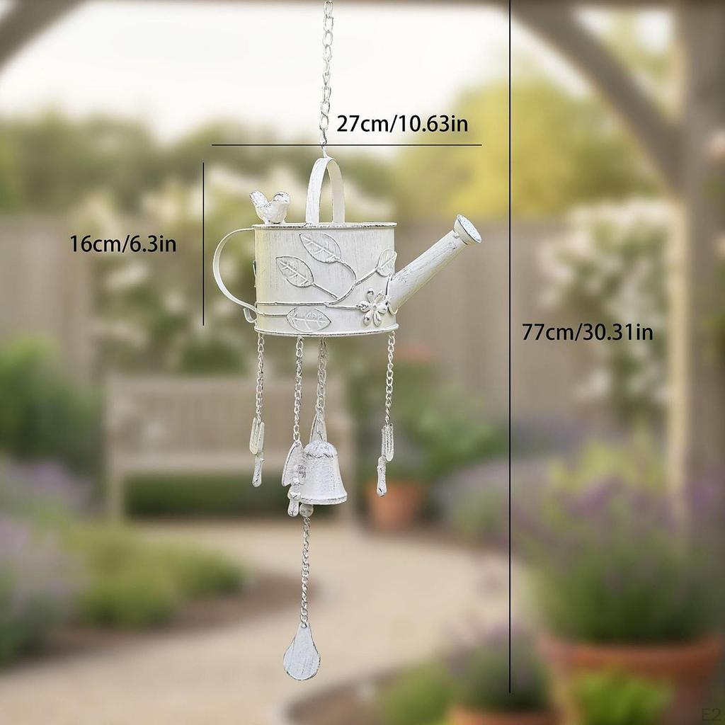 Watering Can Metal Wind Chime Decorative Ornament Unique Hanging Display Windchime for Home Yard