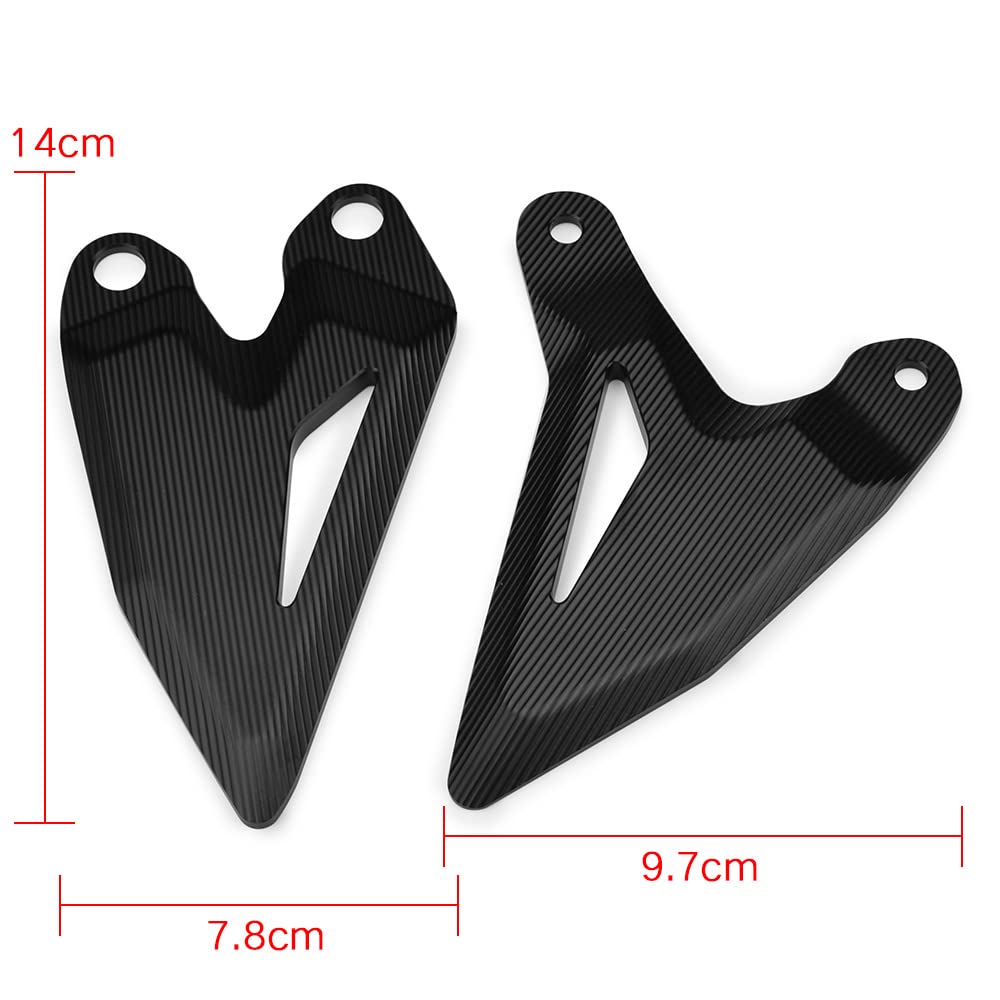 Motorcycle Heel Plate Guard Protector - Compatible Models: Kawasaki Ninja 400 Z400 2018-2023 (Left and Right Set) (Black)