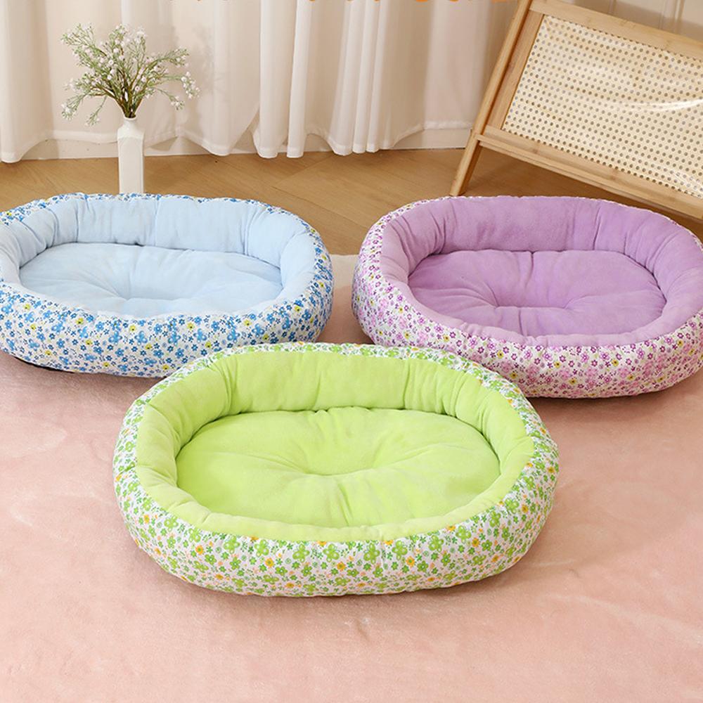 Autumn Elastic Small Dog Bed House Soft Floral Print Soft Cat Bed for Puppy Sleeping Sofa Bed Cute Cat Bed Nest Accessorie