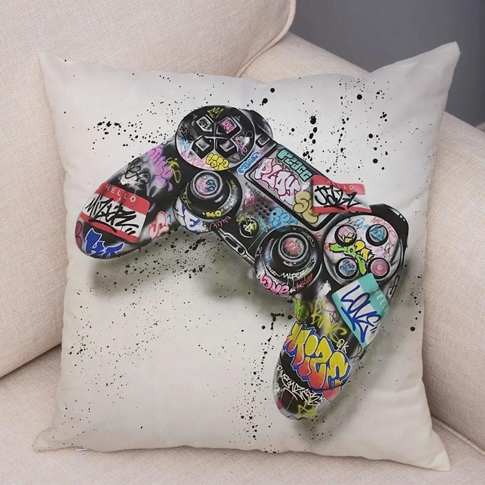 Home Deko Abstrakt Street Art Tier Kissenbezug Graffiti Gamepad Sofa