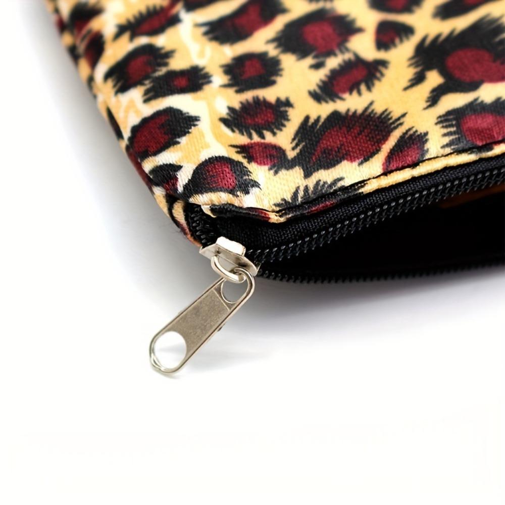 Makeup Bag Leopard Print Makeup Bag Horizontal Square Zipper Women's Makeup Bag