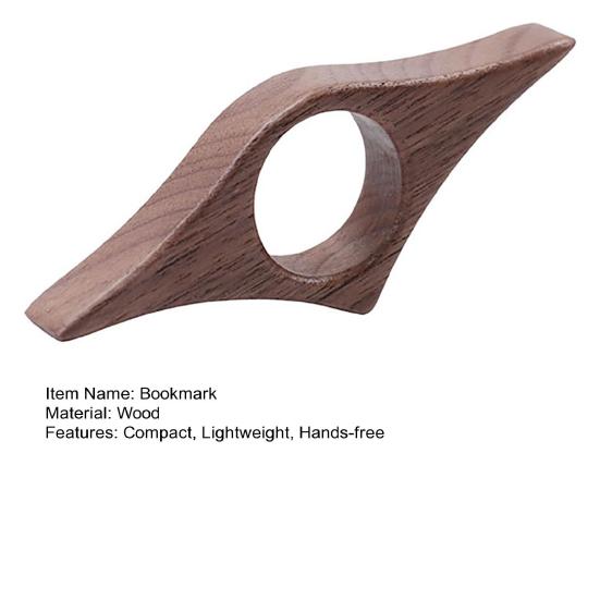 Wooden Thumb Book Holder Ergonomic One-Handed Page Clip for Reading Solid Wood Finger Ring Portable Desktop Reading Gadget Unique Gift for Book Lovers