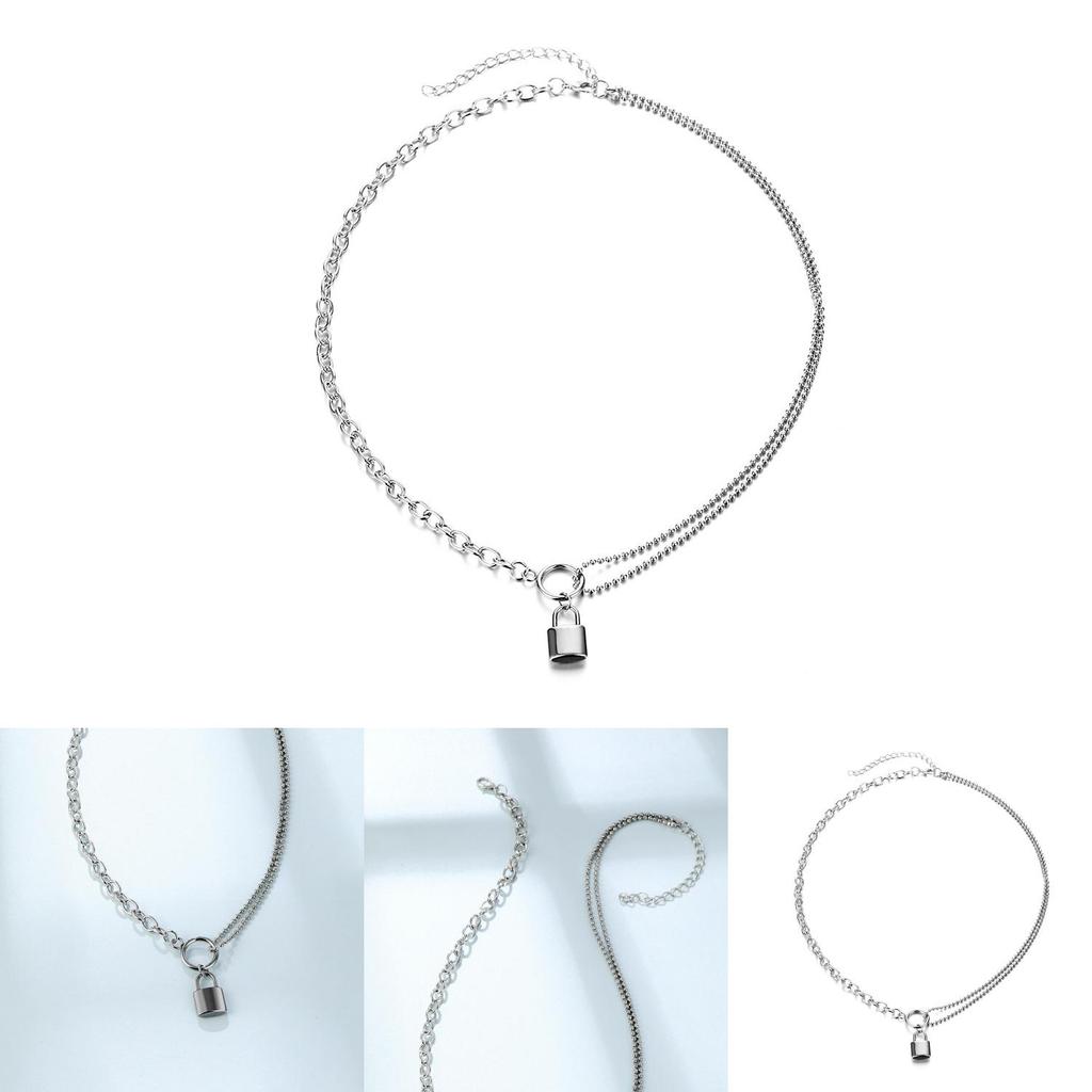 Stylish Alloy Lock Pendant Choker Necklace For Women Featuring Trendy Geometric Style