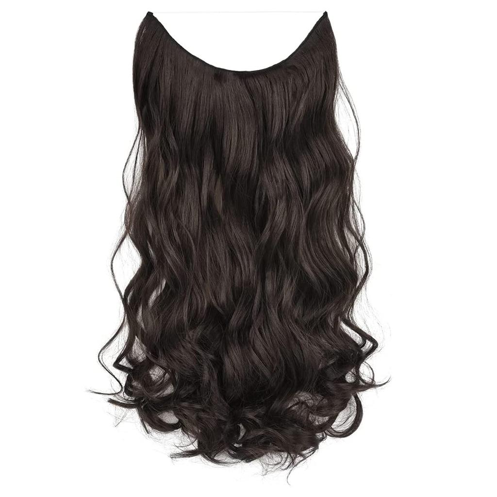 Chaam Women Hair Extension Long Curly Dark Brown 18 To 20 Inch Hairpiece With 5 BB Clip/Hair Extension for Women Party/Halloween/Christmas (110 Gra