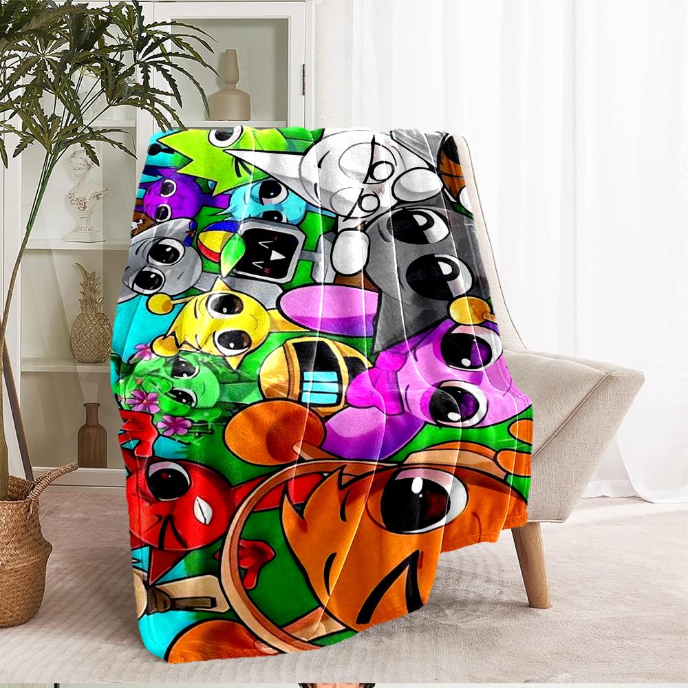 Coperta stampata a tema Sprunki - Perfetta per divano, letto, viaggi e uso all'aperto | Lavabile in lavatrice, accogliente e resistente.