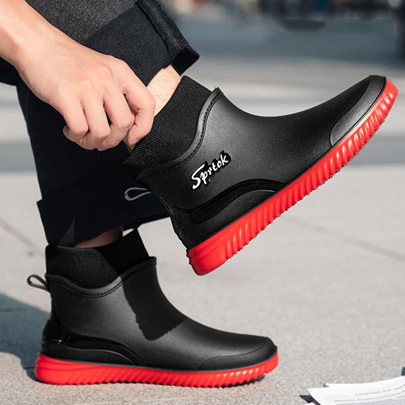 Outdoor Men Fishing Rain Boots Non-slip Waterproof Rain Boots Indoor Warm Kitchen Work Rain Boots Car Wash Rubber Boots