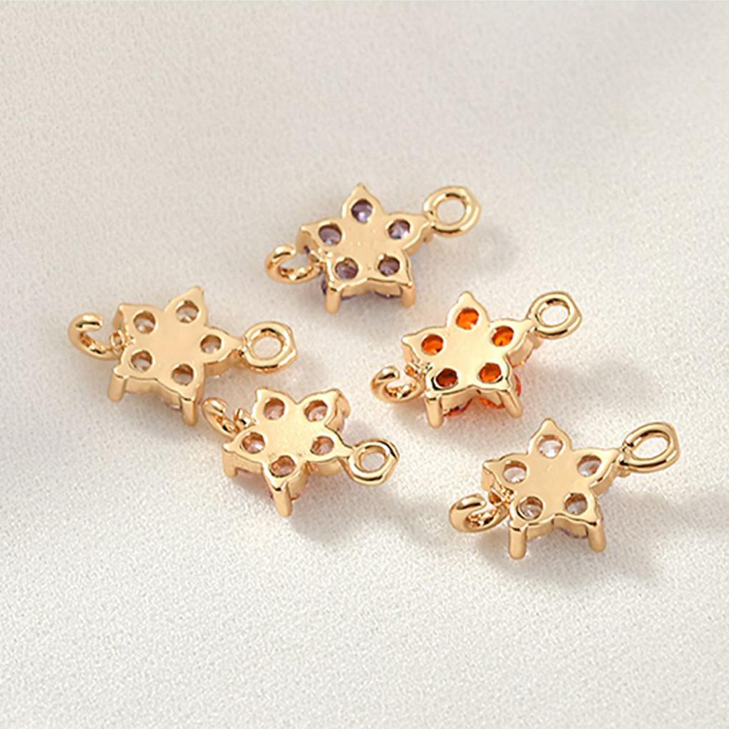 Crystal Zircon Flower Pendant Necklace DIY Delicate Pendants Jewelry Handicraft Finding for Hairclip Bracelet Brooch