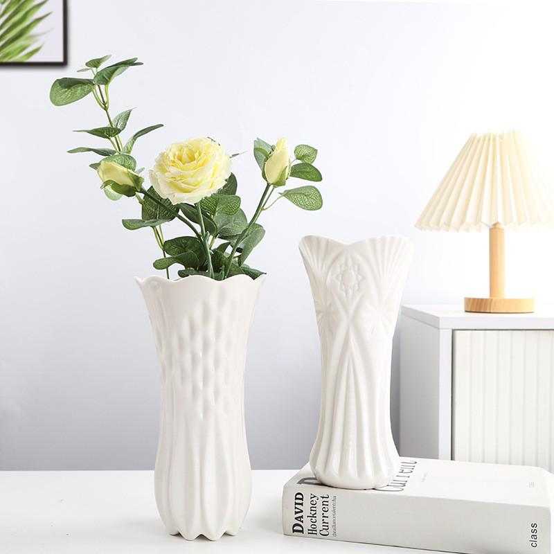 Große Nordic Weiße Keramikvase für Hydroponik & Trockenblumen - Moderne Wohnkultur