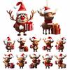 1/10 Stück Weihnachtsbaum-Anhänger Niedlicher Cartoon-Rentier Mit Weihnachtsmannmütze Design Hänger 2D Acryl-Anhänger Partyzubehör 2026