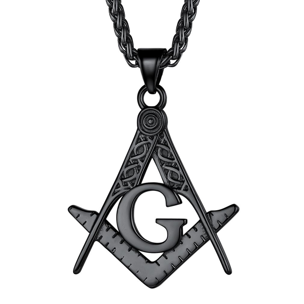 U7 Masonic Necklace Freemason Square & Compass Letter G Symbol Stainless Steel Free and Accepted Masons Pendant Jewelry Gift
