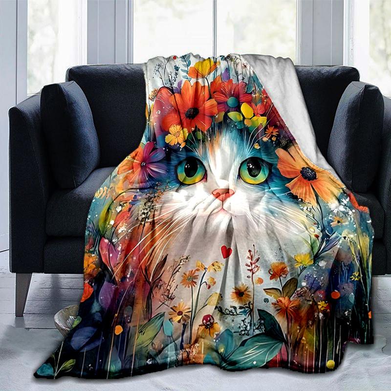 1pc Cat Artwork Ideas Design Home Decor Blanket Gift for Room Bedroom,Living Room, Travel, Camping, Car Blankets