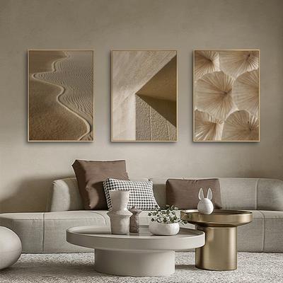 Abstract Brown Beach Oil Painting Printed On Canvas Nordic Texture Painting Posters for Living Room Decoration Unframed