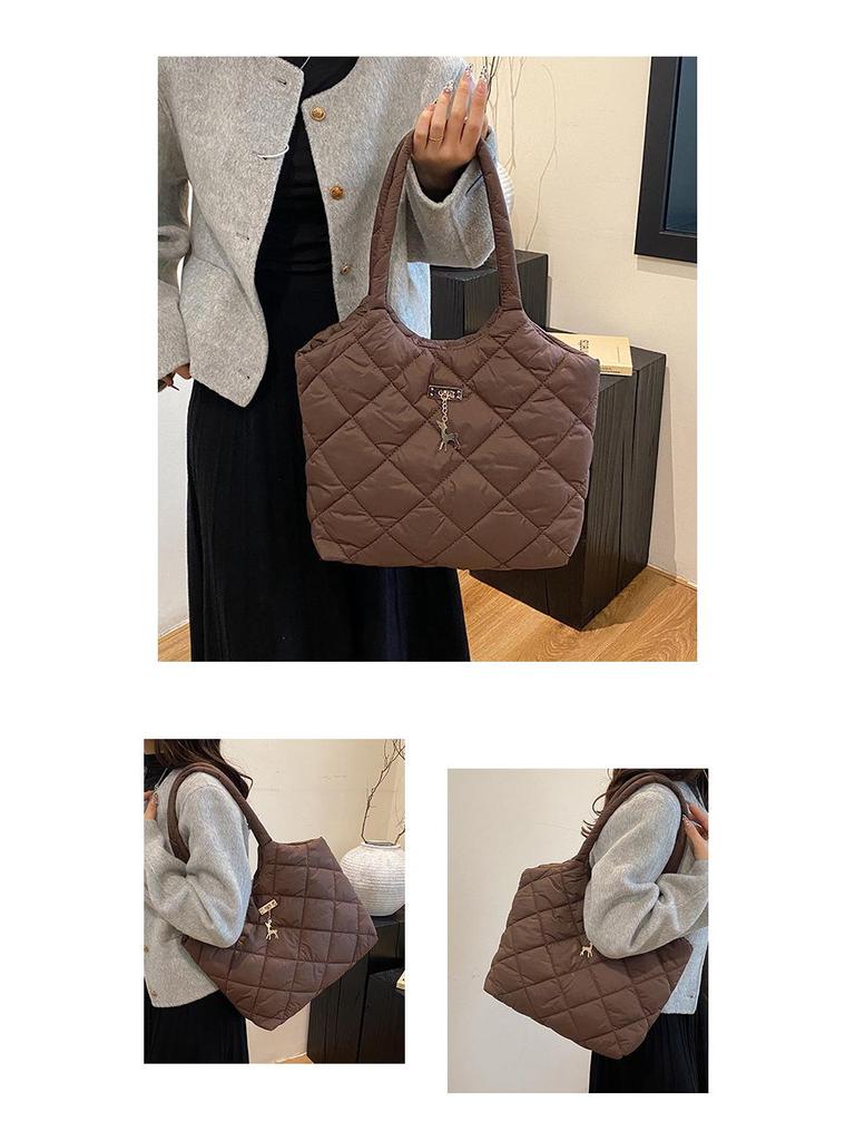 Bambi Tote: Winter 2025 Large Capacity Embroidered Quilted Handbag - Versatile Fashionable Shoulder Bag