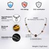 Tiger Eye Beaded Necklace for Men Boys,Hip Hop Natuiral Brown Stone Splicing Metal Beaded Collars,Cool Rock Punk Jewelry Gifts