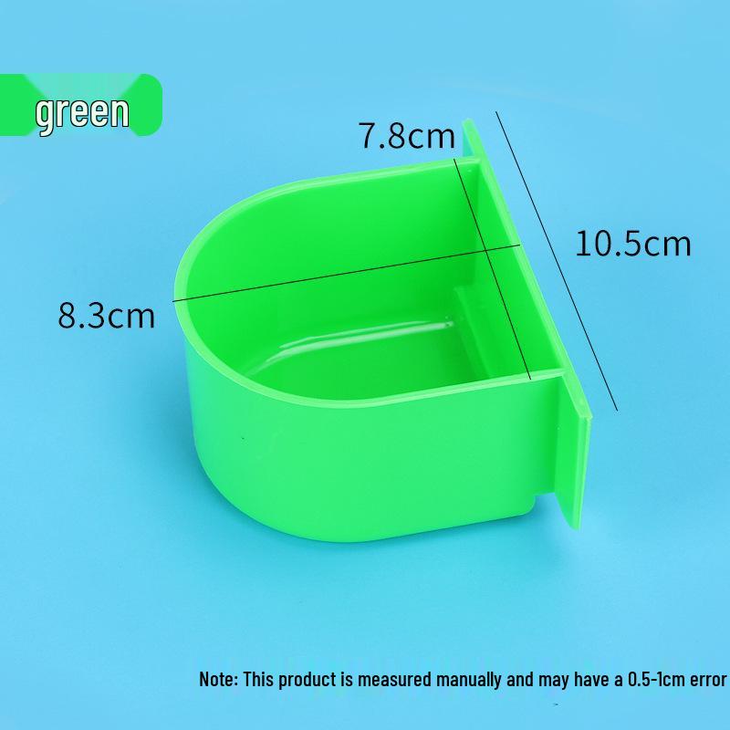 Clear Green Semicircle Bird and Rabbit Feeder Bowl - Cage Accessory