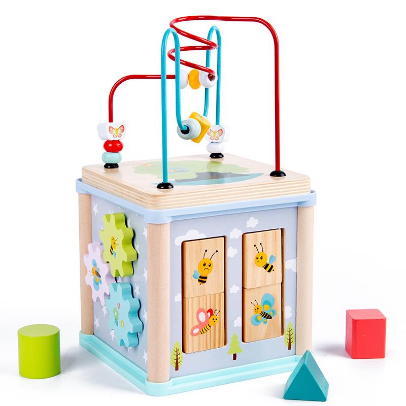 Cross-border Marine Tetrahedron Shape Matching Bead Maze Early Education Wooden Toy