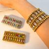 Meier Damen Armband Retro Strass Elastisch Breit