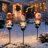 Powered Christmas Ground Stake Lights - 3 Pack Snowman Outdoor Yard Decorations for Garden Holiday Display