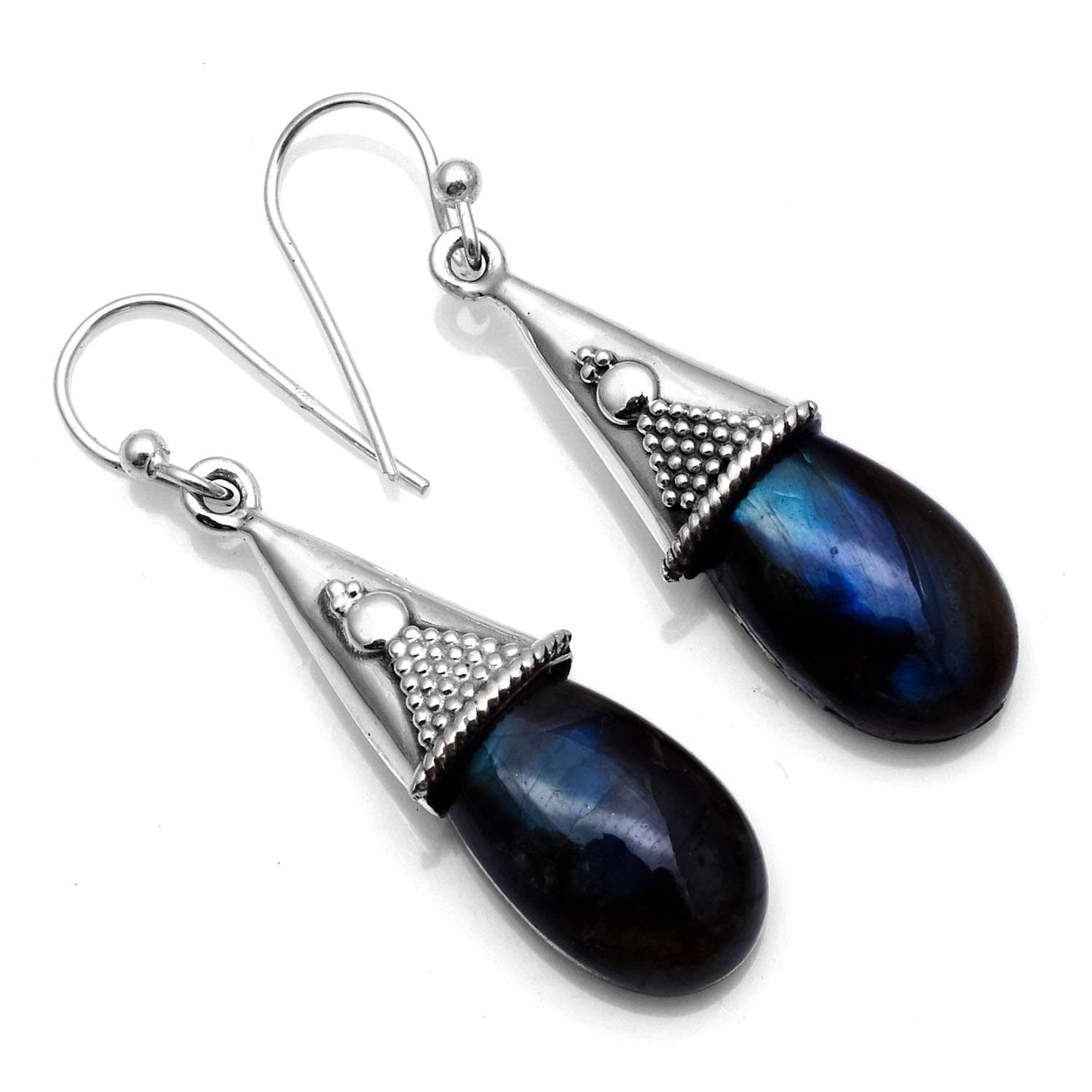 

Labradorite Gemstone Earrings Solid 925 Sterling Silver Handmade Earrings Jewelry Gift For Women And Girls E-978