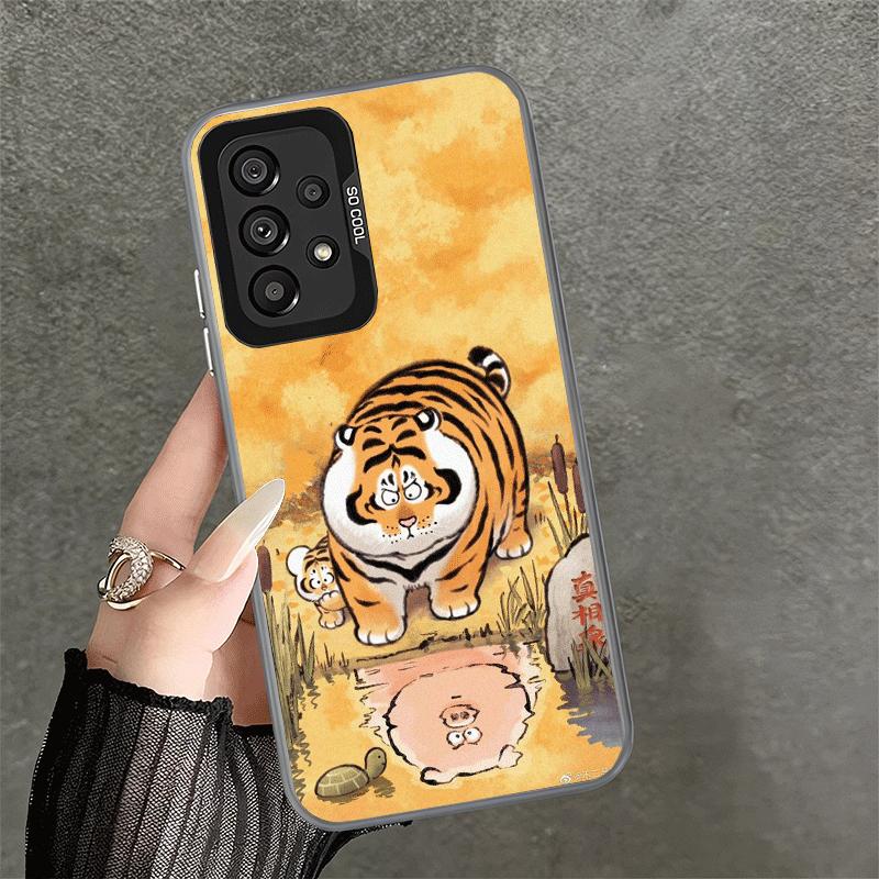 Cartoon Dicker Tiger Lustige Stoßfeste Handyhülle für Samsung A17 A16 A15 A14 A37 A57 A36 A56 A26 A35 A55 A25 A34 A54 A24 A13 A23 A3