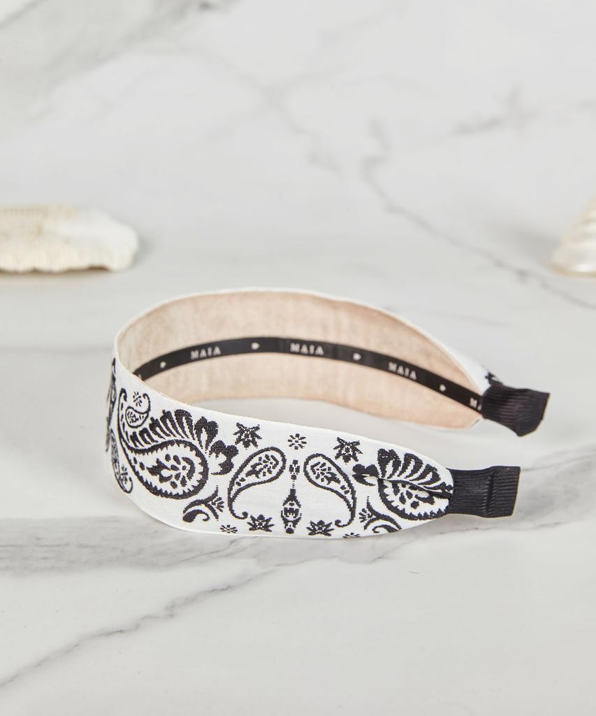 Maia Paisley Hairband - Plain Black
