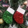 Hanging Christmas Tree Ornaments Plush Christmas Decoration Red Sequins Christmas Stocking  Home