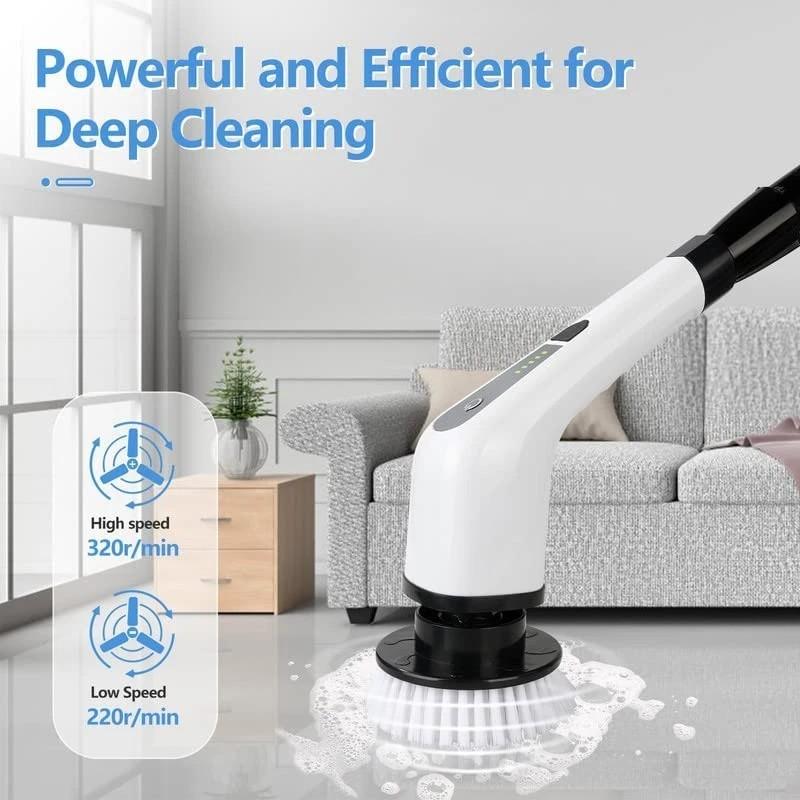 7 In 1 Kitchen Bathroom Cleaning Tools Wireless Electric Cleaning Brush White Window Wall Cleaner Electric Turbo Scrub Brush Rotating Scrubber