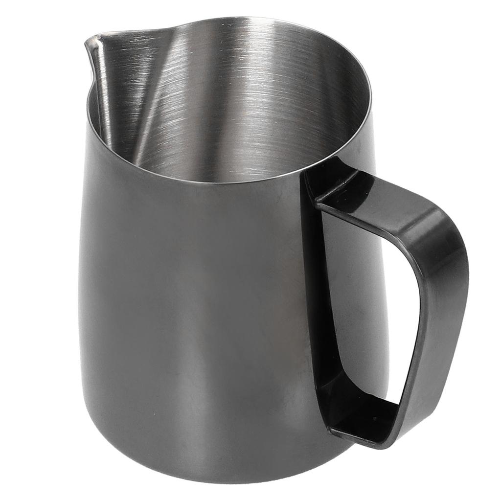 Multifunktionell Kaffekopp Mjölkskumningskanna Rostfritt Stål Latte Mugg med HandtagSvart 350ml